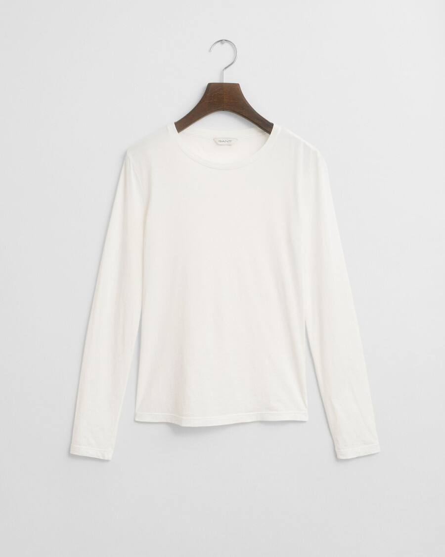 leichtes baumwoll-langarm-t-shirt – weiß