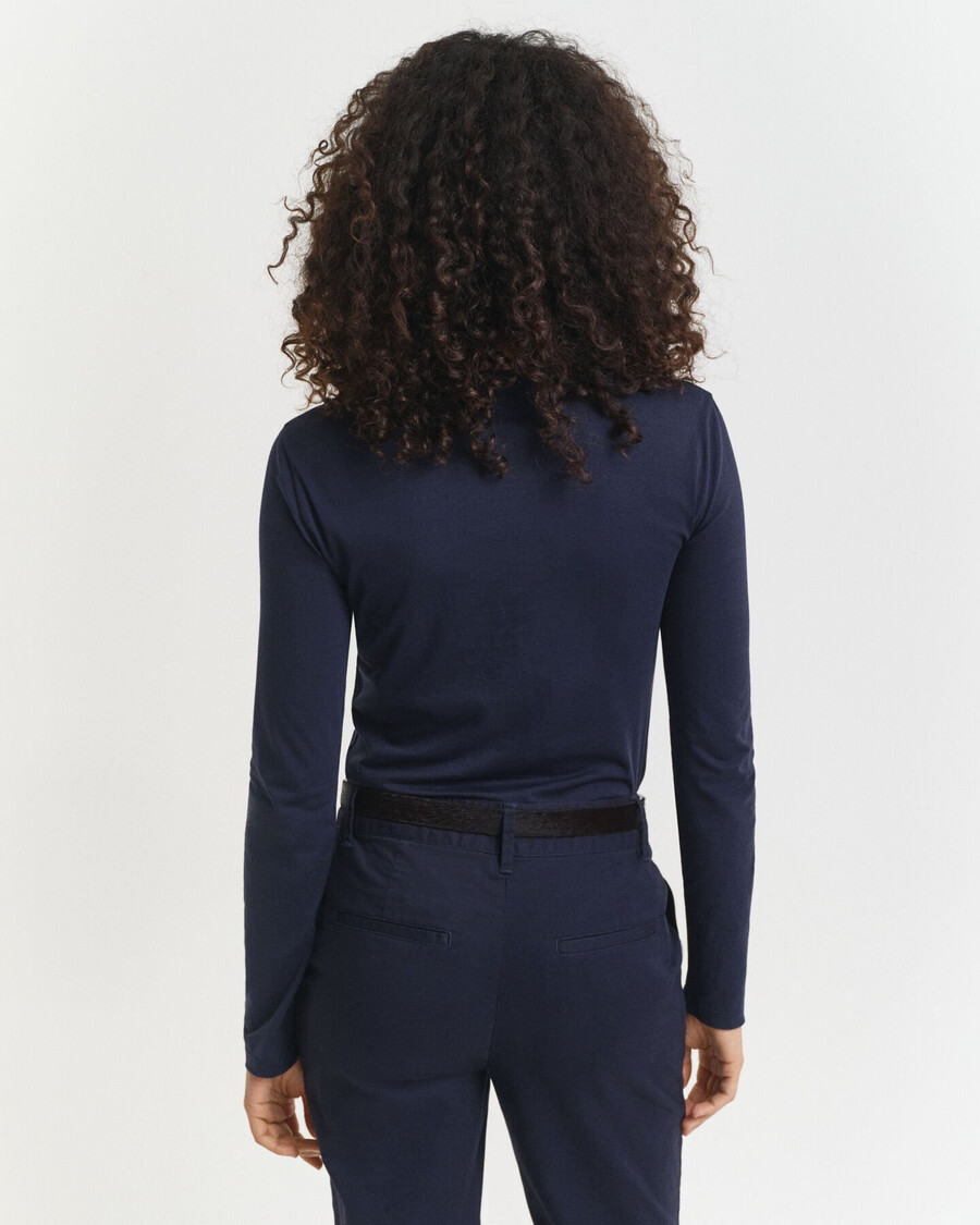 leichtes baumwoll-langarmshirt – abendblau