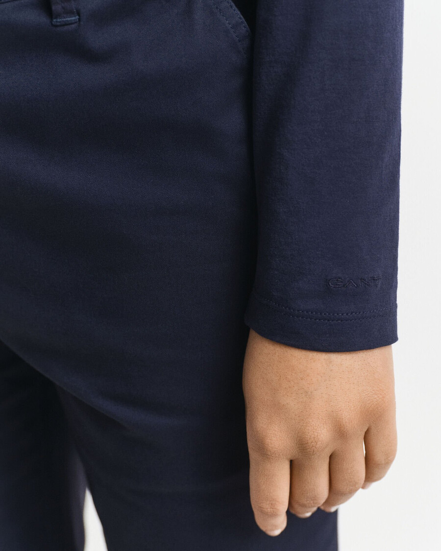 leichtes baumwoll-langarmshirt – abendblau