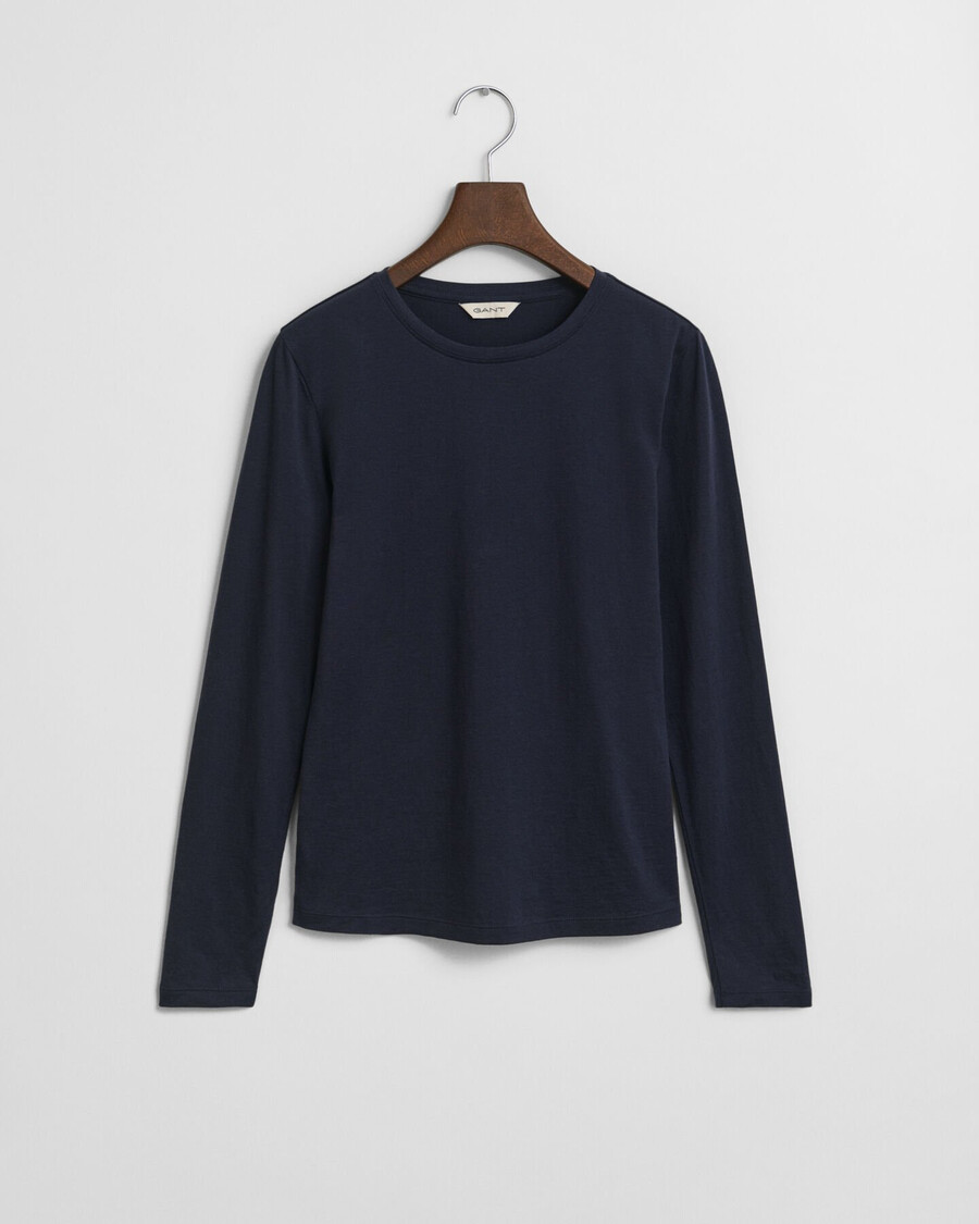 leichtes baumwoll-langarmshirt – abendblau