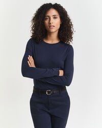 leichtes baumwoll-langarmshirt – abendblau