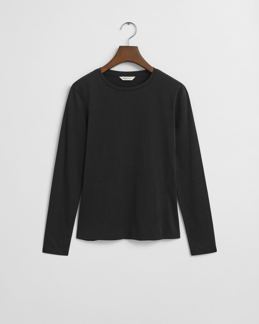 leichtes baumwoll-langarm-t-shirt – schwarz
