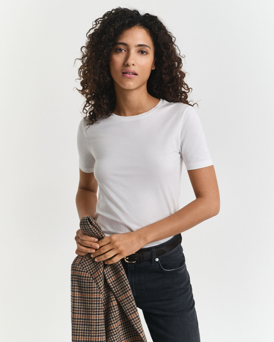 leichtes baumwoll-t-shirt – weiß