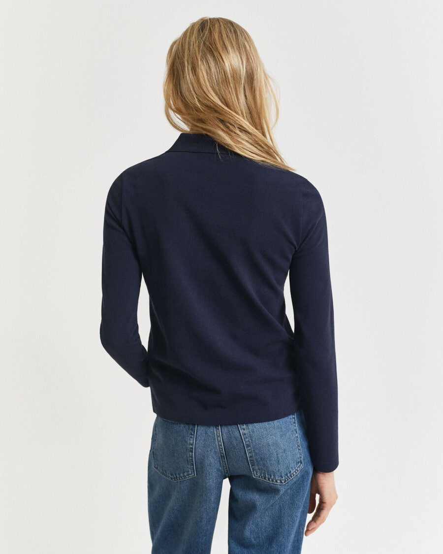 langärmliges piqué-poloshirt – abendblau