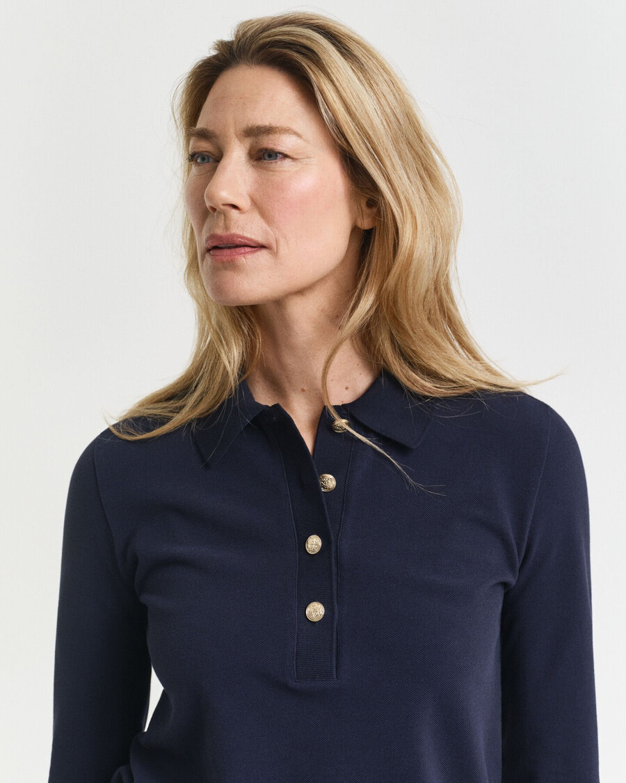 langärmliges piqué-poloshirt – abendblau