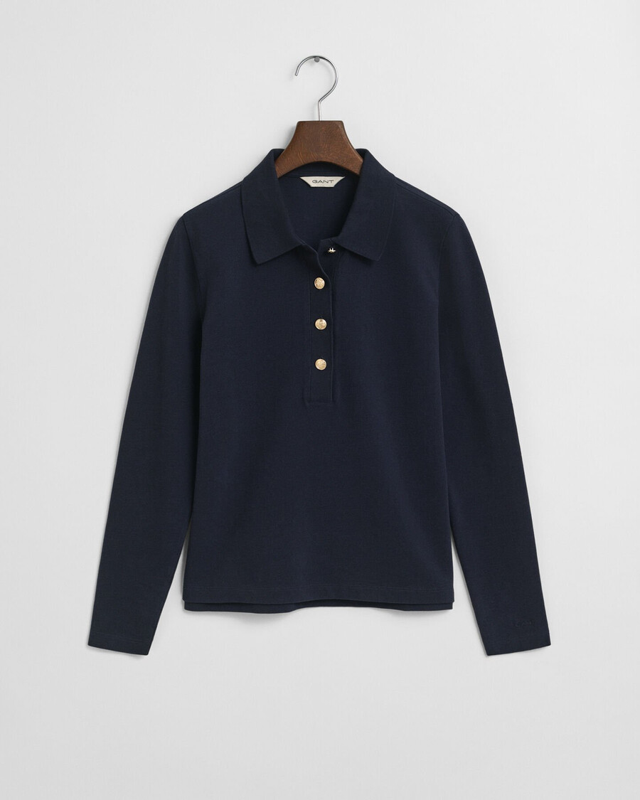 langärmliges piqué-poloshirt – abendblau