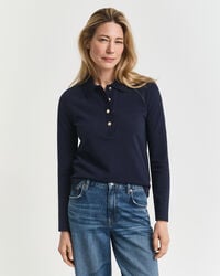 langärmliges piqué-poloshirt – abendblau