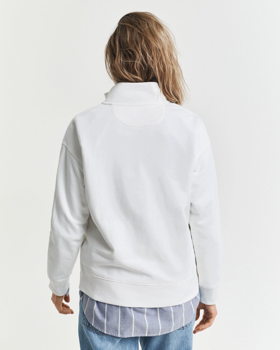 sweatshirt mit grafikprint und halbem reißverschluss – eierschale
