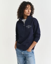 sweatshirt mit grafikprint und halbem reißverschluss – abendblau