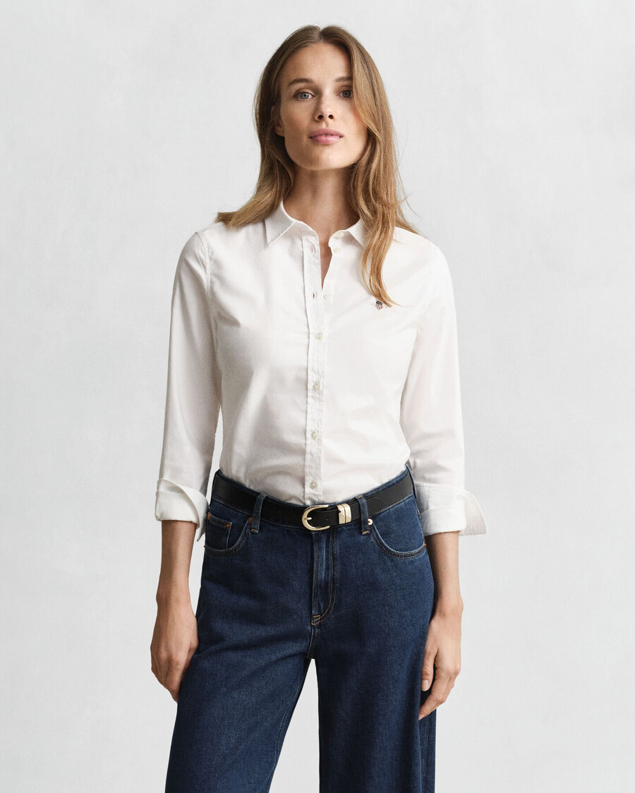 slim-fit oxford-stretchhemd – weiß