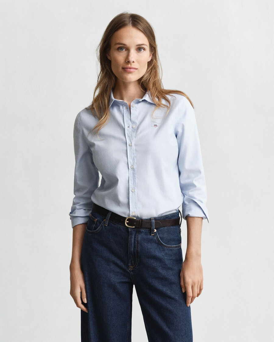 slim-fit oxford-stretchhemd – hellblau
