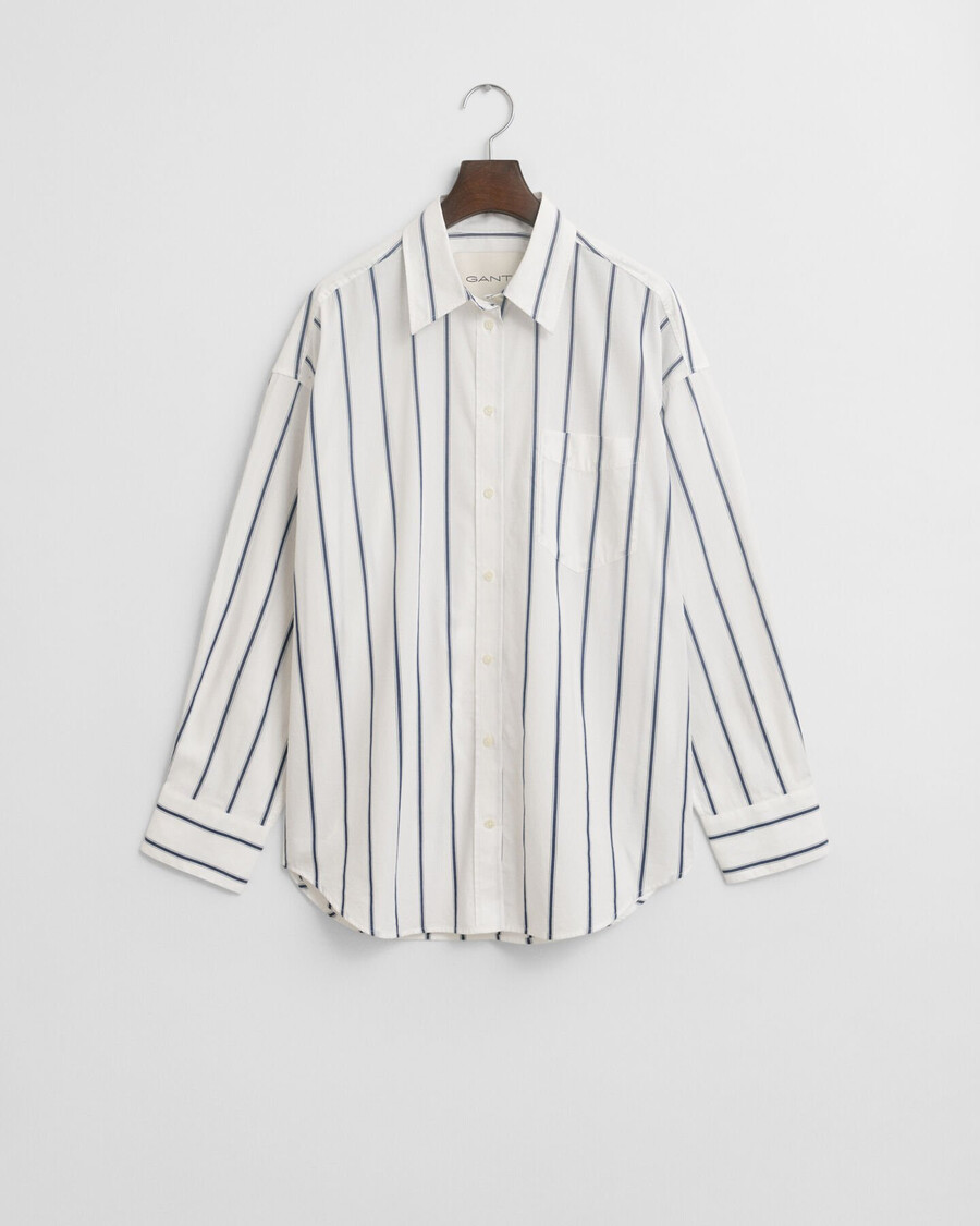 oversize-popelinehemd mit streifenmuster im klassischen stil – persischblau