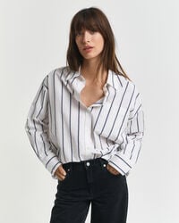 oversize-popelinehemd mit streifenmuster im klassischen stil – persischblau