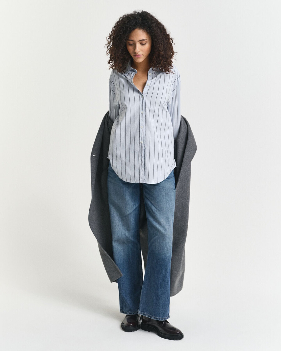 gestreiftes luxus-oxfordhemd in bequemer passform – hellblau