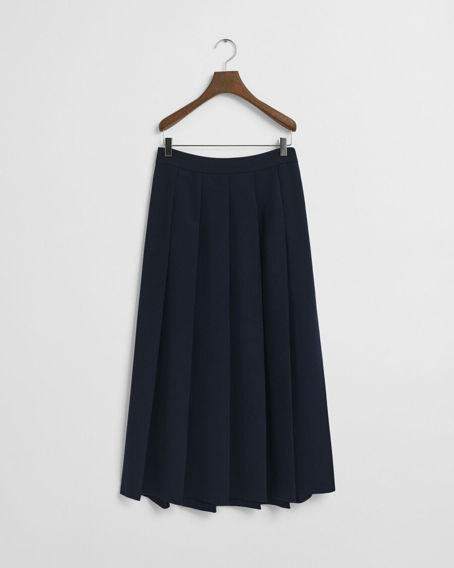 weit plissierter midirock – abendblau