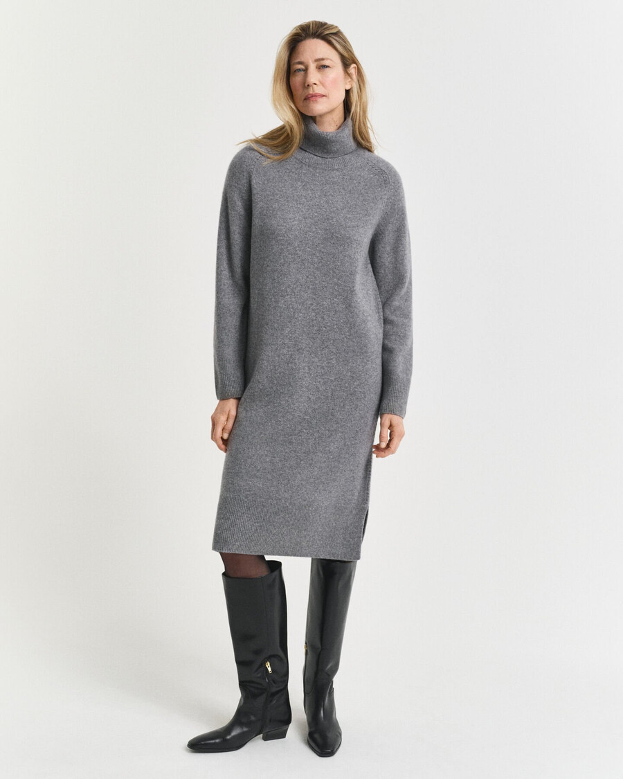strickkleid mit rollkragen – anthrazit meliert