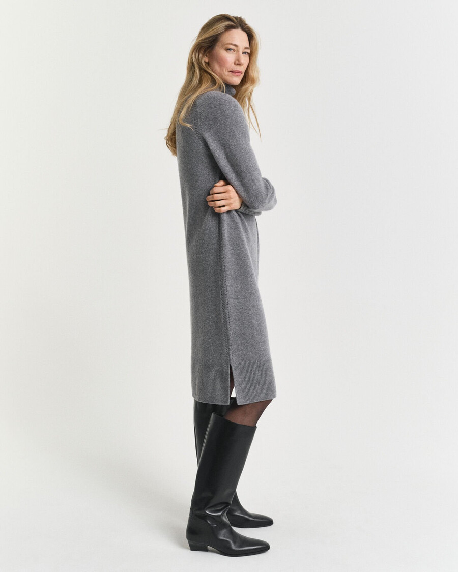 strickkleid mit rollkragen – anthrazit meliert