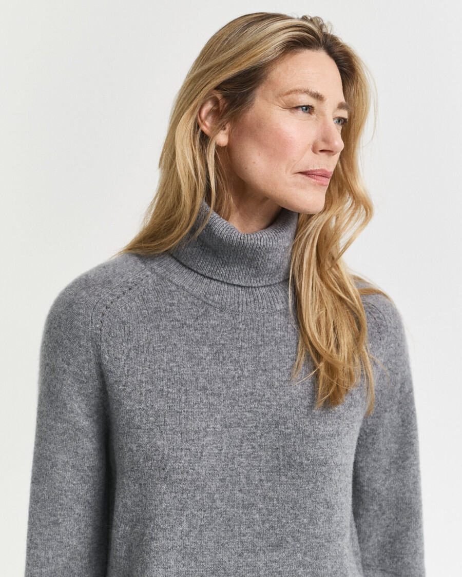 strickkleid mit rollkragen – anthrazit meliert