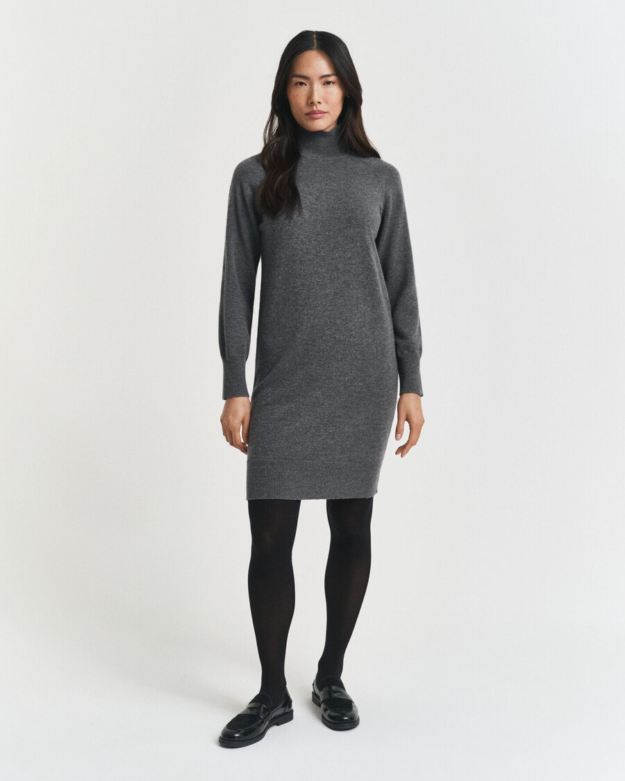 gestricktes kleid aus superfeiner lammwolle – anthrazitmeliert