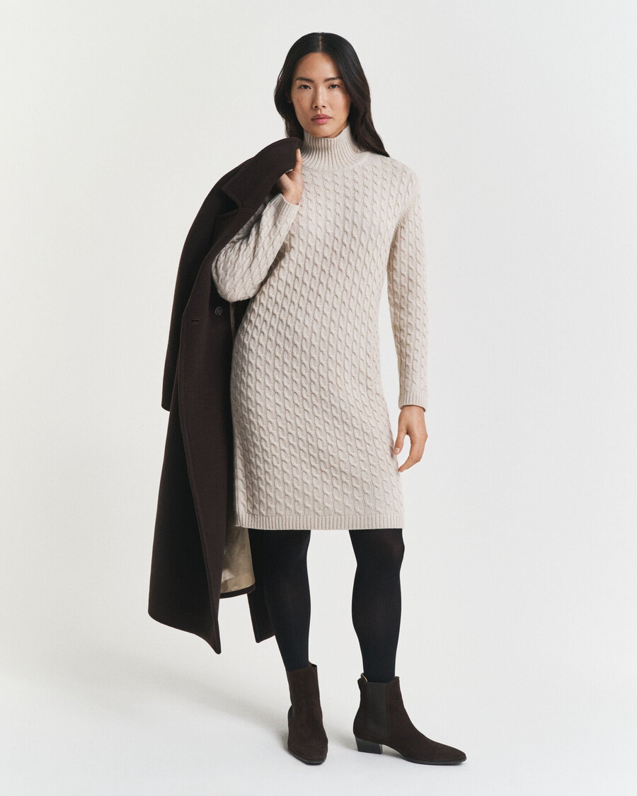 zopfstrickkleid - saatmeliert