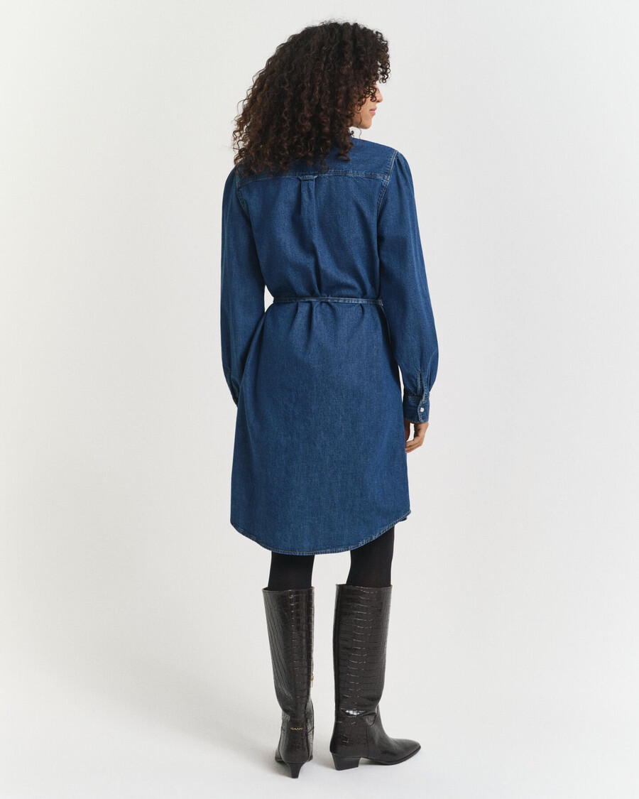 jeanskleid mit puffärmeln - indigo