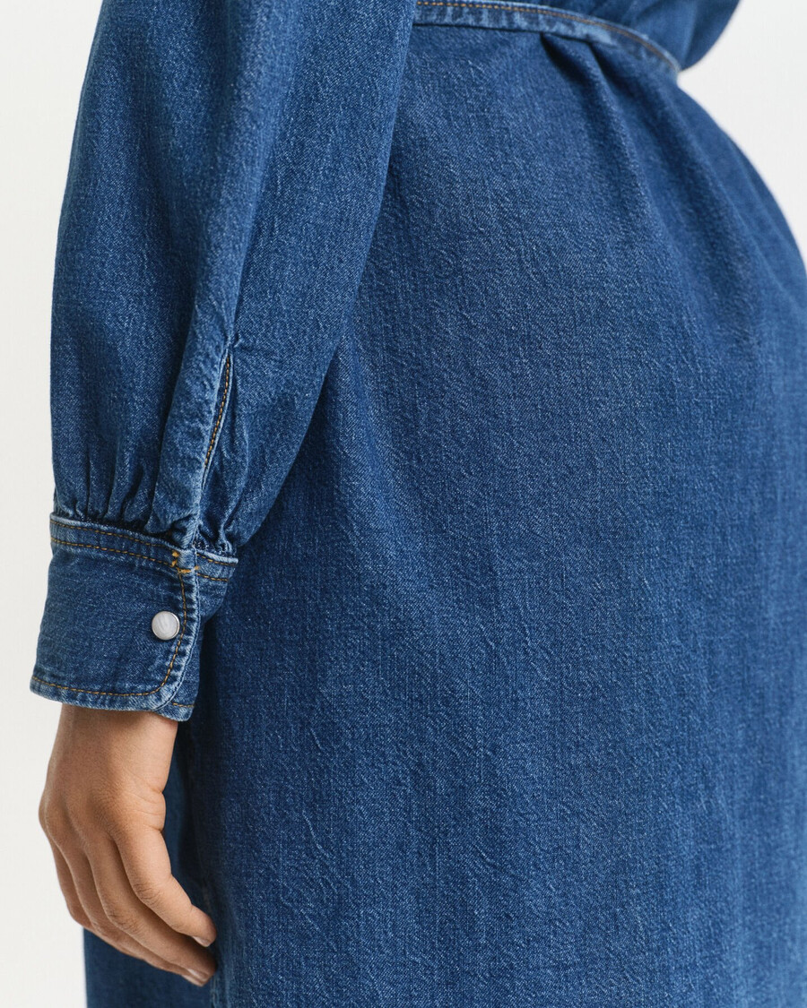 jeanskleid mit puffärmeln - indigo