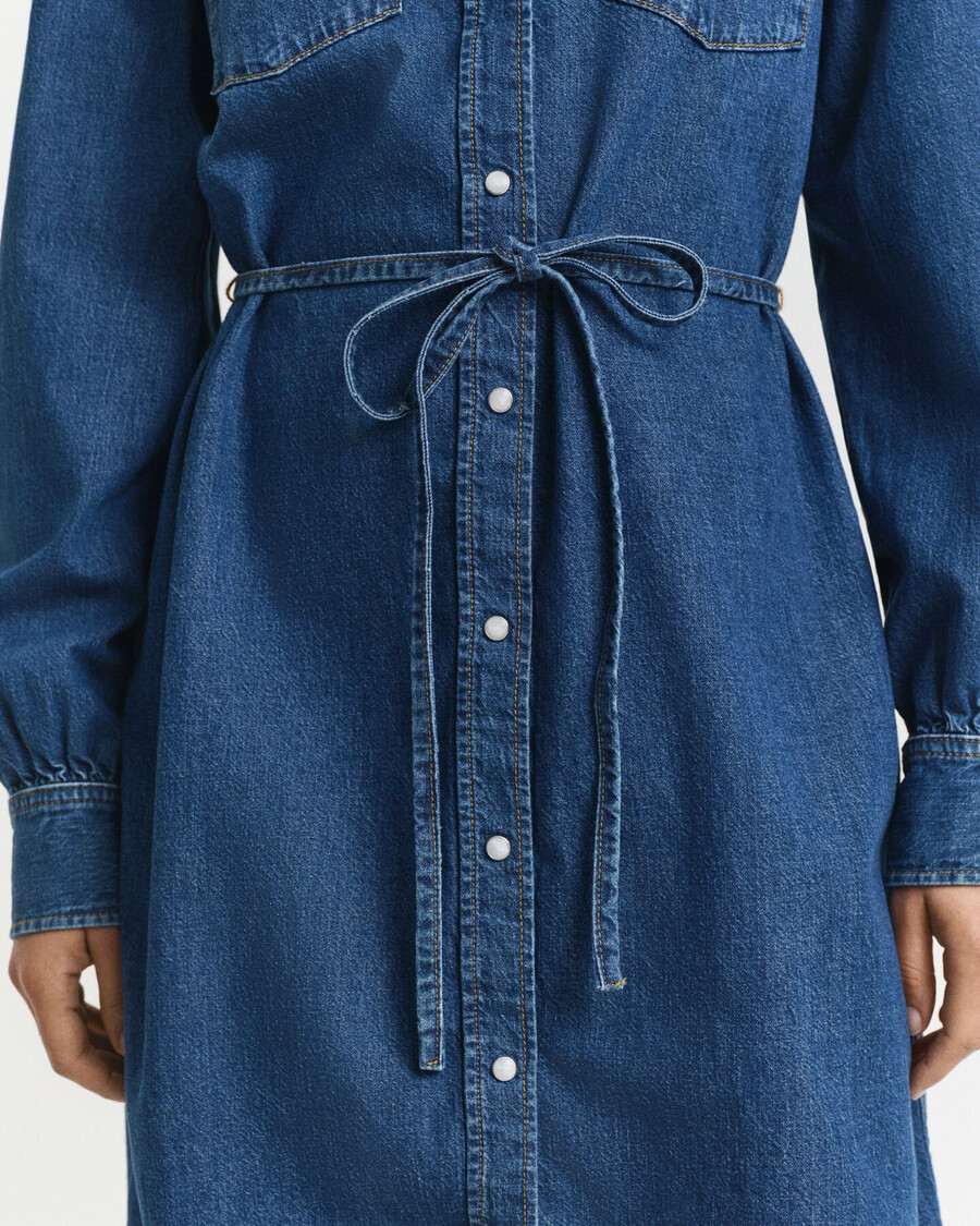 jeanskleid mit puffärmeln - indigo