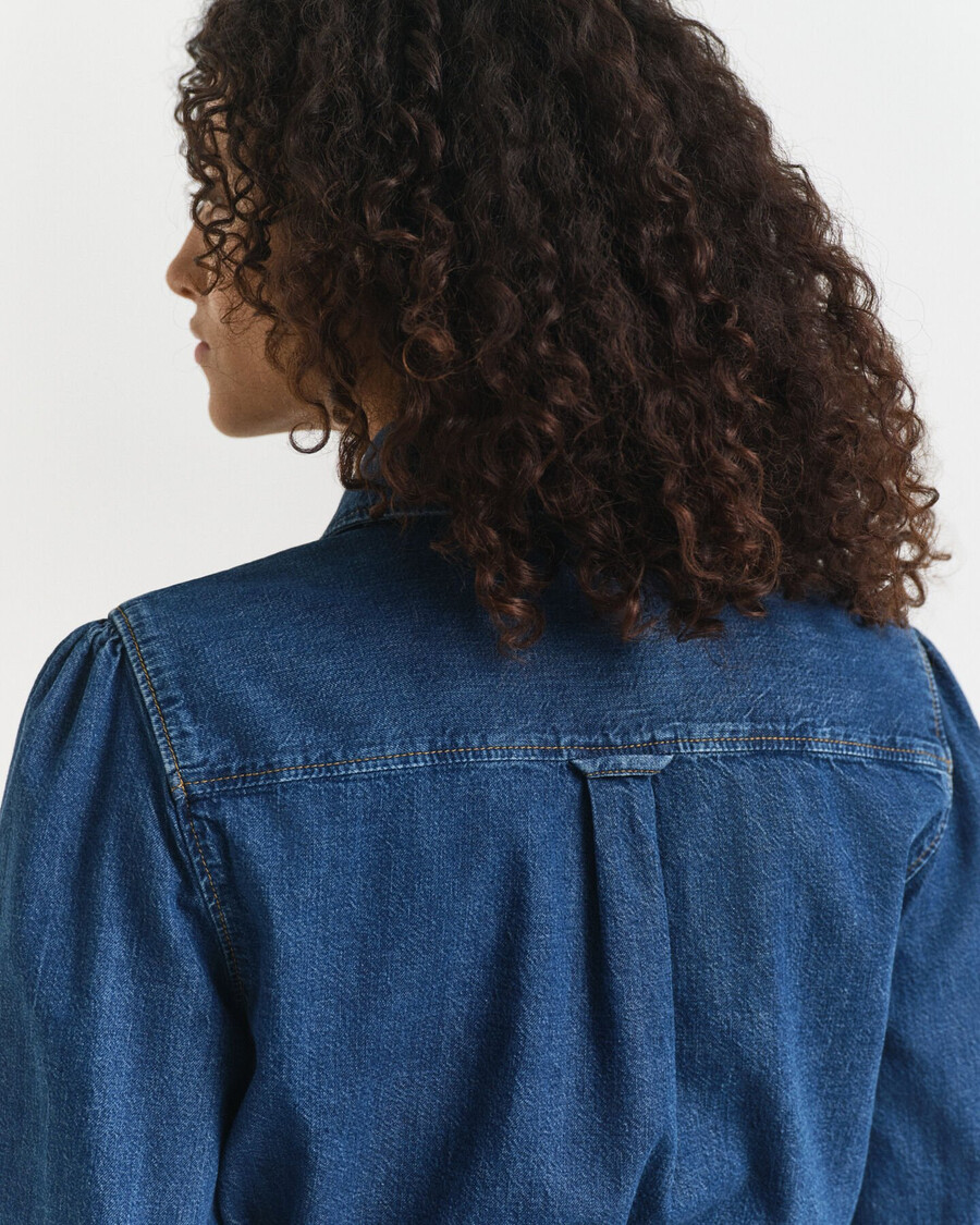 jeanskleid mit puffärmeln - indigo