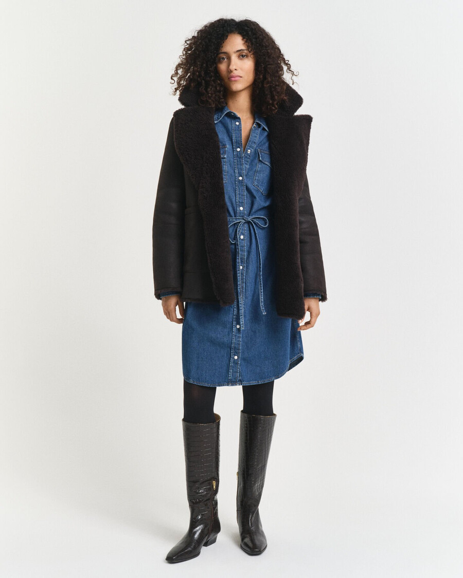 jeanskleid mit puffärmeln - indigo