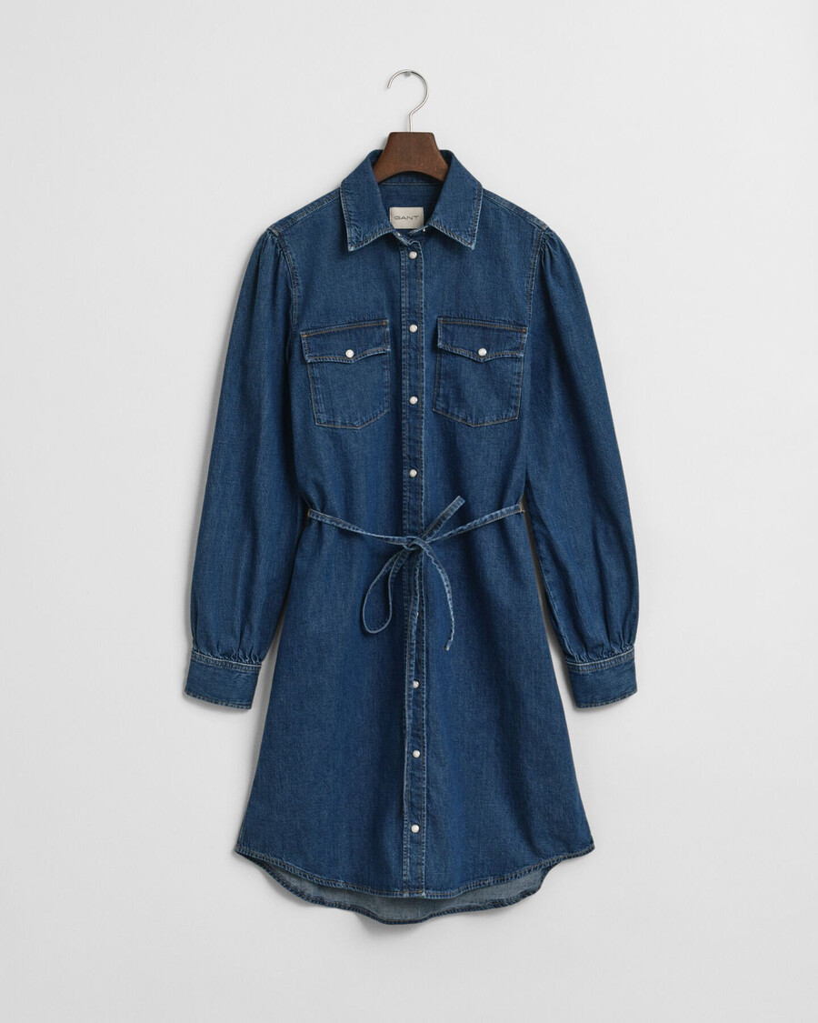 jeanskleid mit puffärmeln - indigo