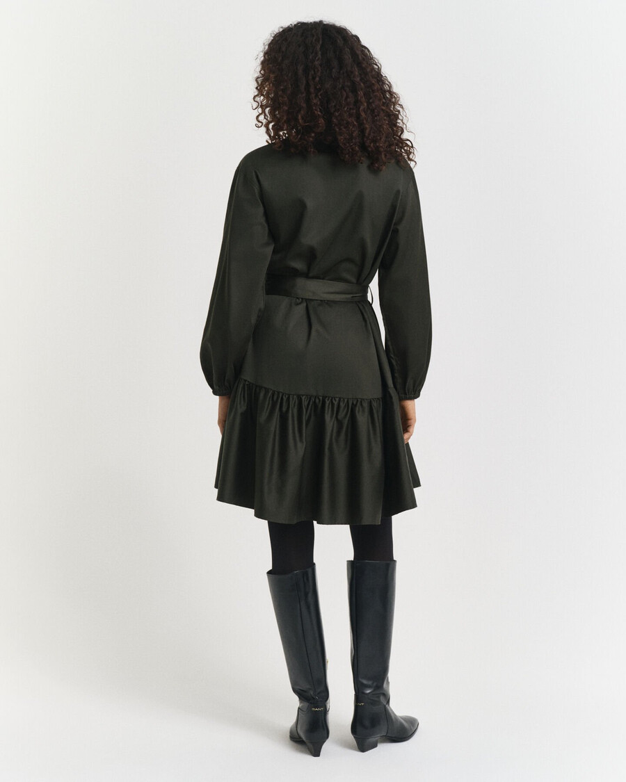 langarmkleid aus baumwollsatin – dunkelmoosgrün