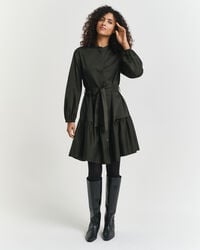 langarmkleid aus baumwollsatin – dunkelmoosgrün
