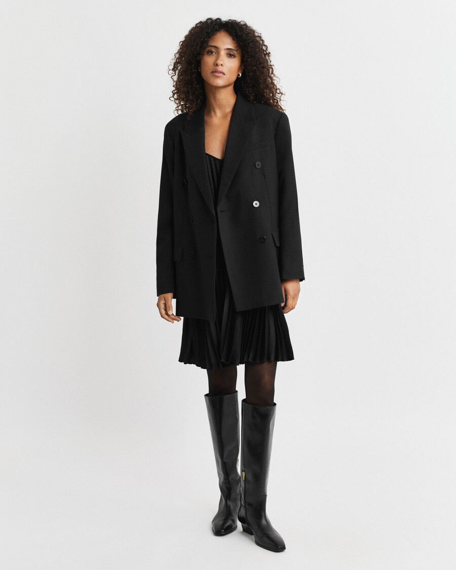 plissiertes satin-minikleid mit trägern – schwarz
