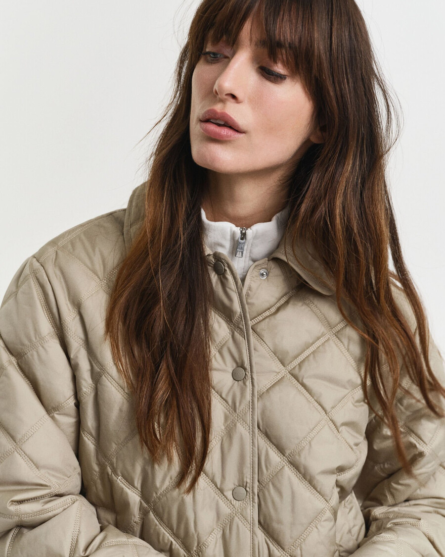 steppjacke mit kragen – betonbeige