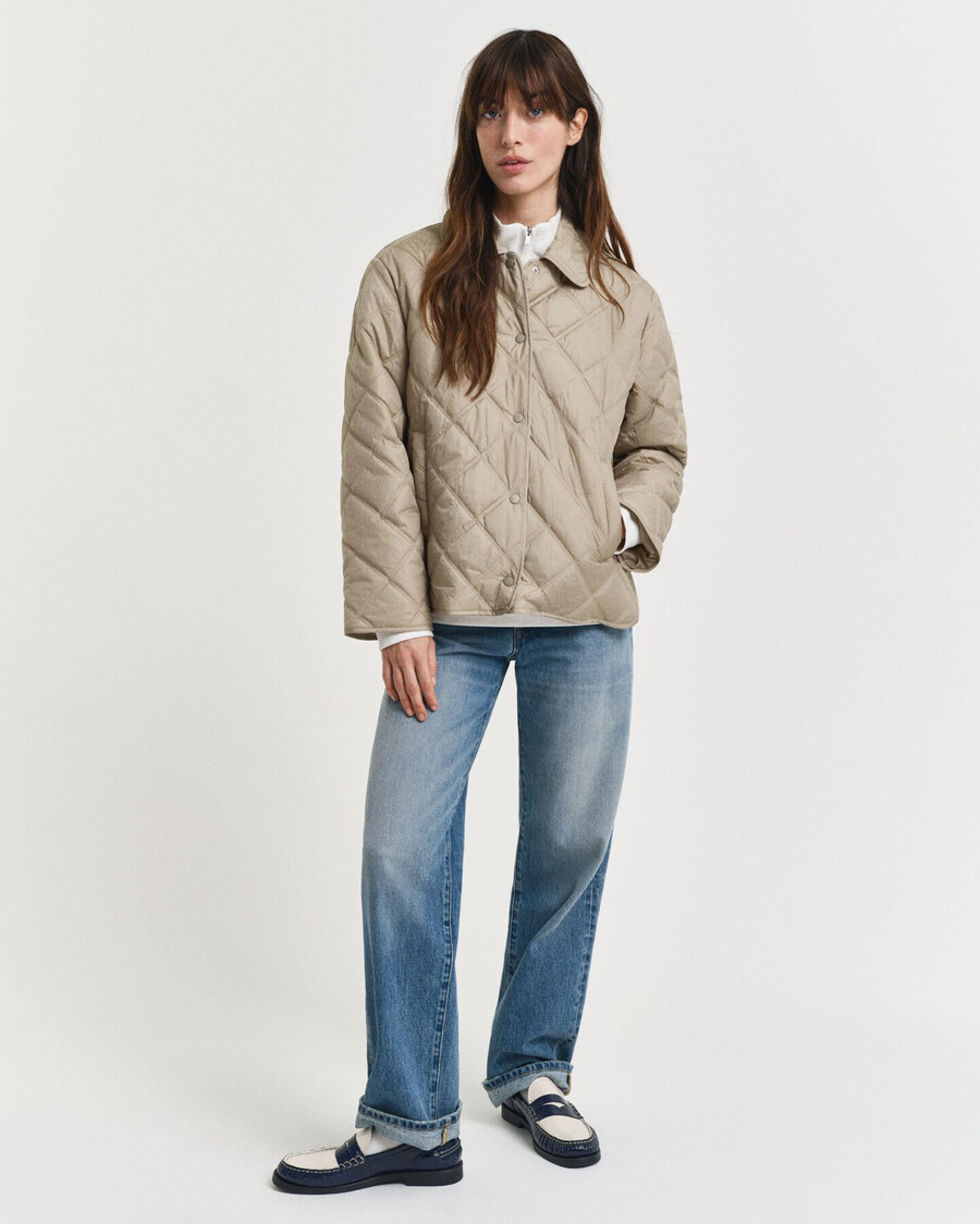 steppjacke mit kragen – betonbeige