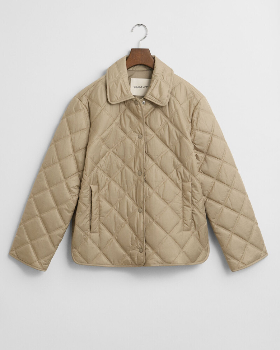 steppjacke mit kragen – betonbeige