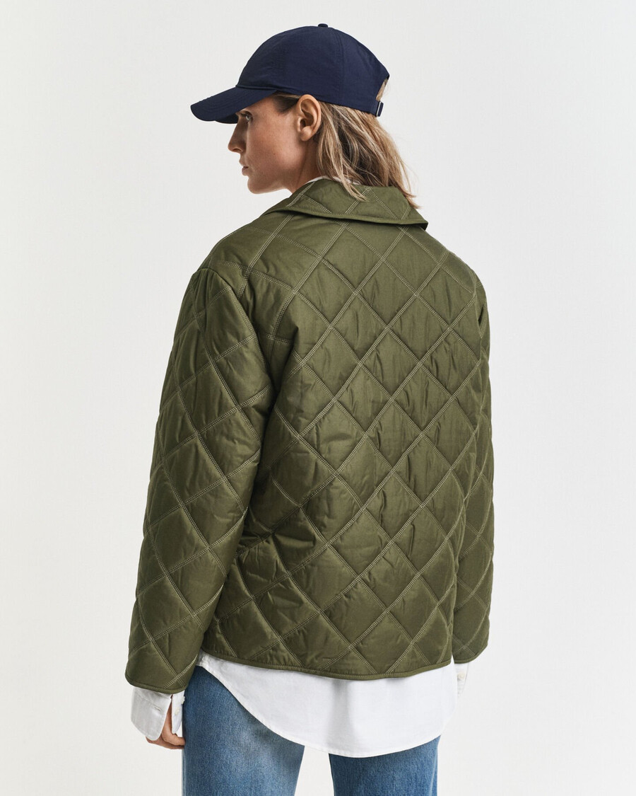 steppjacke mit kragen – moosgrün