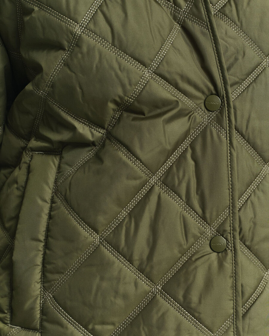 steppjacke mit kragen – moosgrün