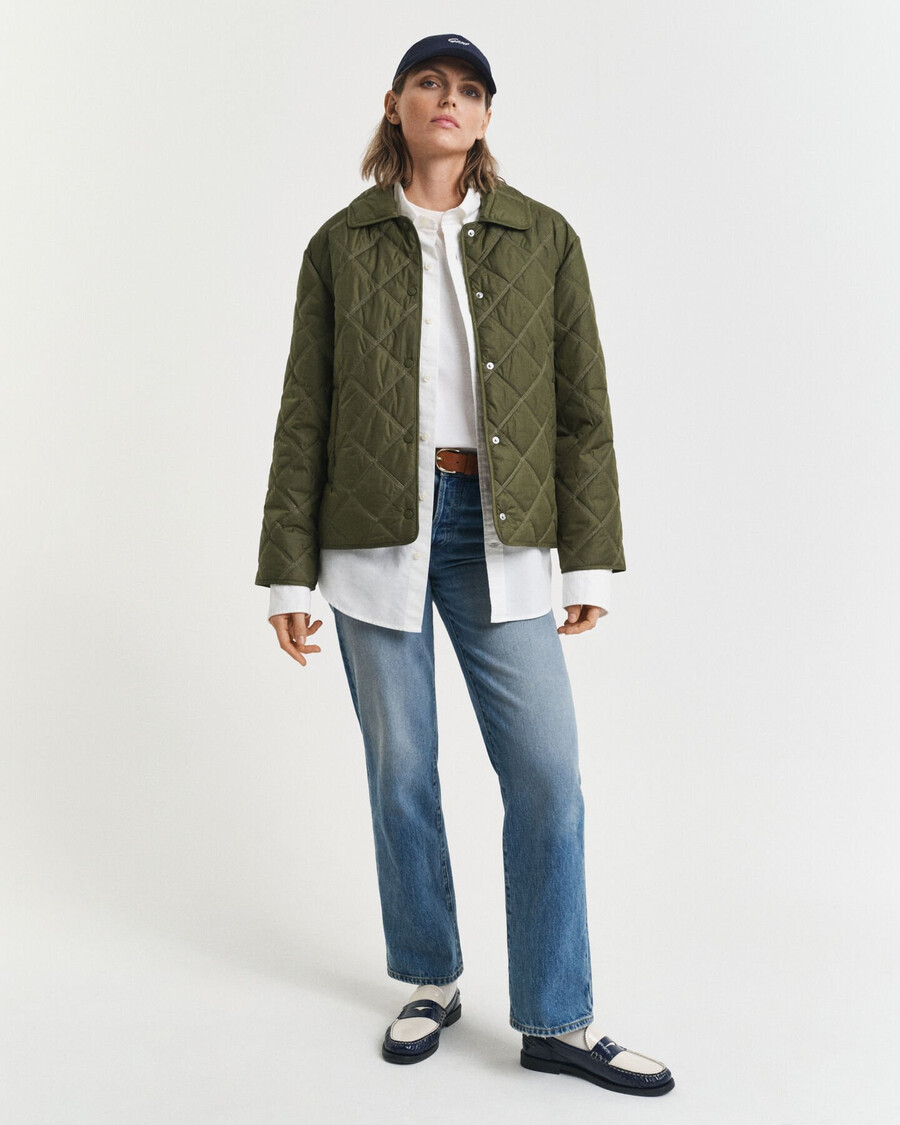 steppjacke mit kragen – moosgrün