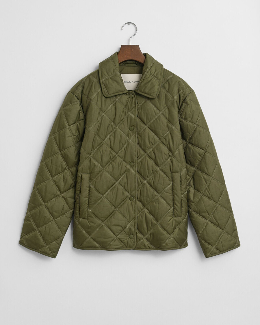 steppjacke mit kragen – moosgrün