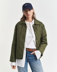 steppjacke mit kragen – moosgrün
