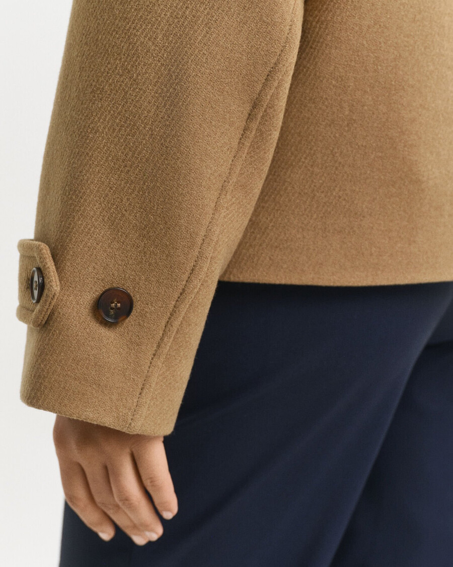 kurzer automantel aus wollmischgewebe – warmes khaki