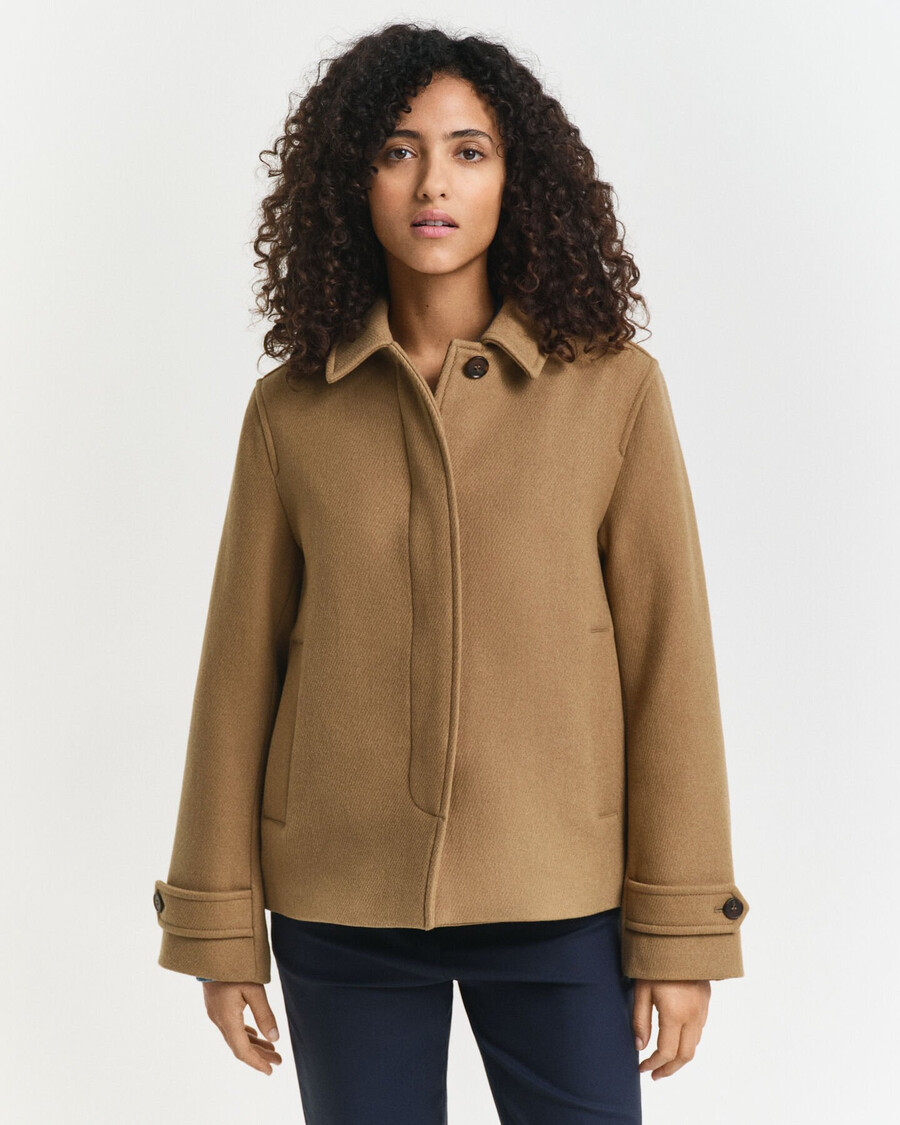 kurzer automantel aus wollmischgewebe – warmes khaki