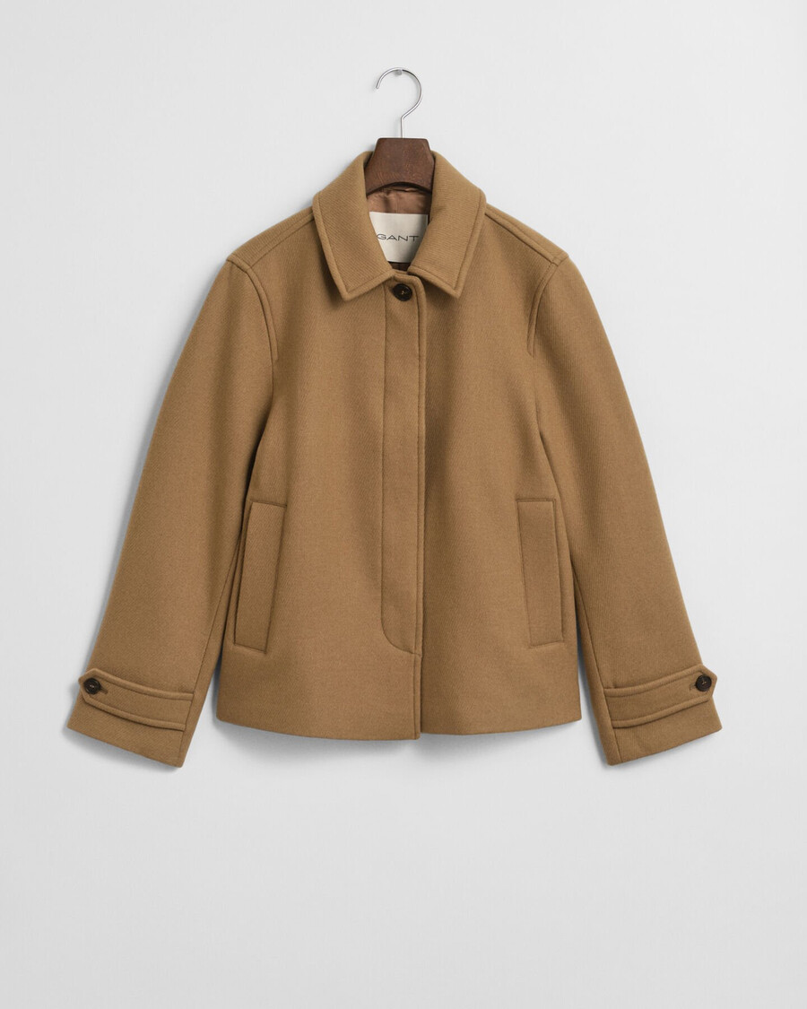 kurzer automantel aus wollmischgewebe – warmes khaki