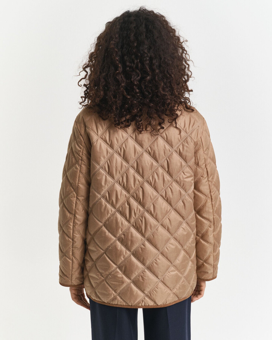 gesteppte jacke mit cordbesatz – warmes khaki