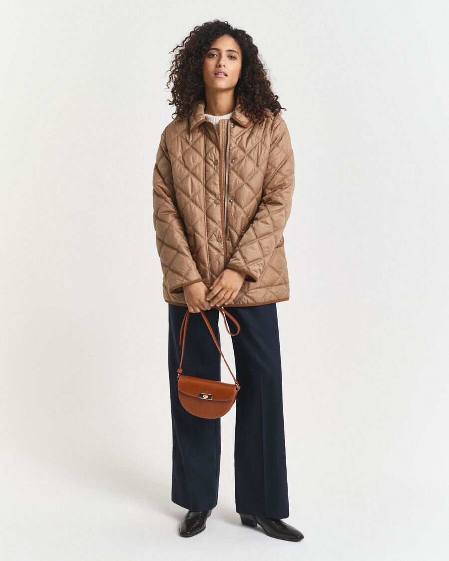 gesteppte jacke mit cordbesatz – warmes khaki