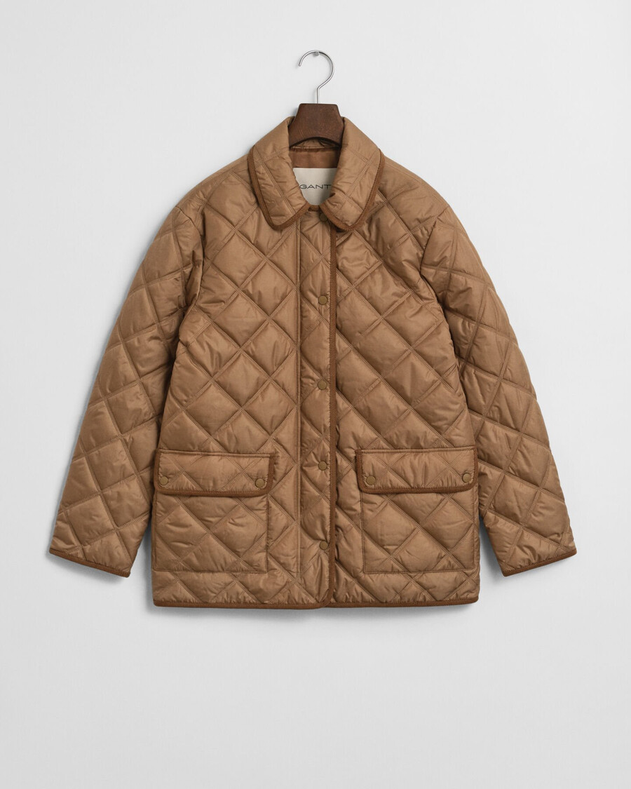 gesteppte jacke mit cordbesatz – warmes khaki