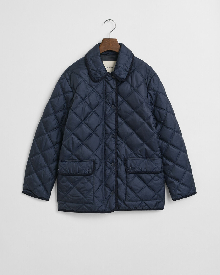 gesteppte jacke mit cordbesatz – abendblau