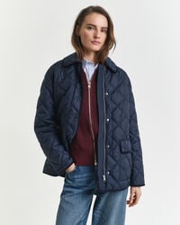 gesteppte jacke mit cordbesatz – abendblau