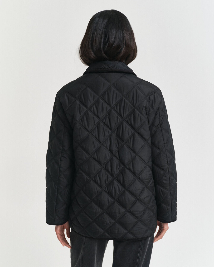 gesteppte jacke mit cordbesatz – schwarz